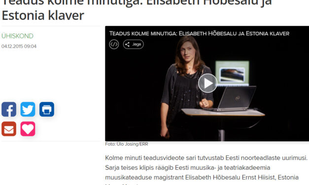 Teadus kolme minutiga: Elisabeth Hõbesalu ja Estonia klaver